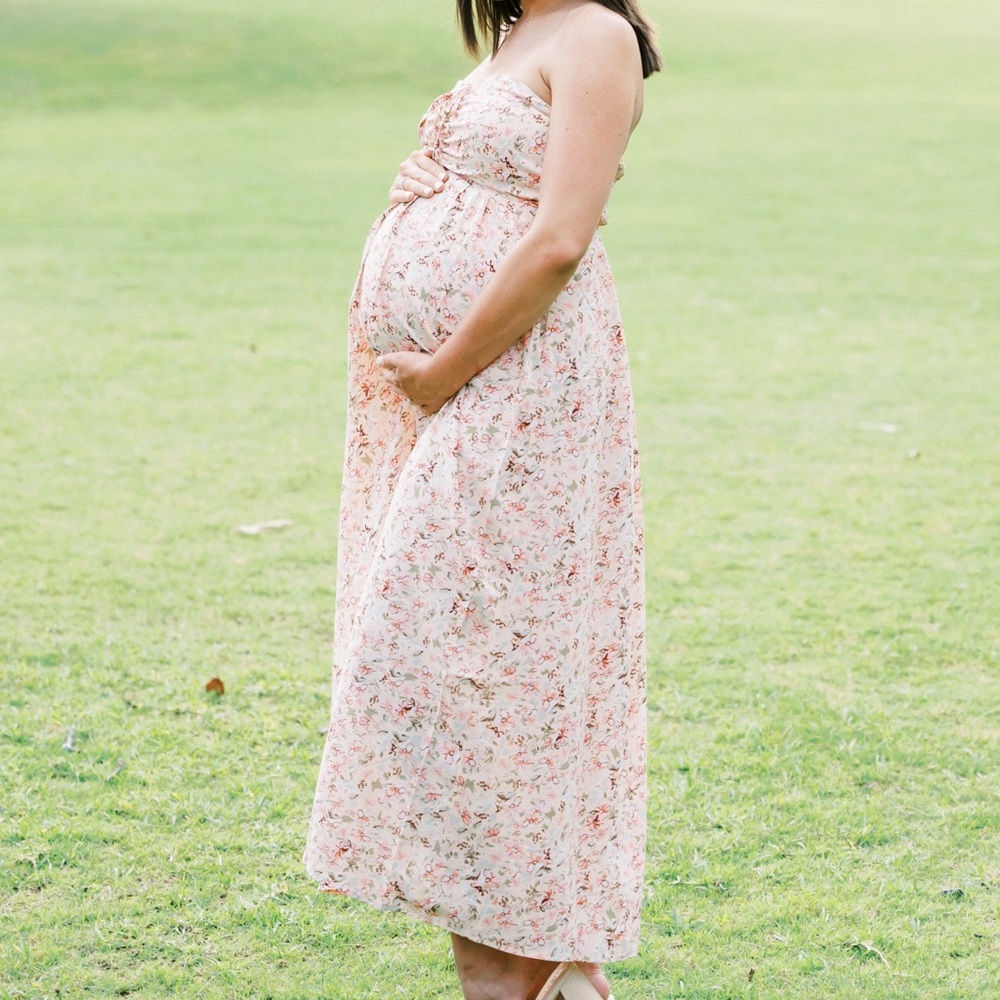 Pink floral dress open back